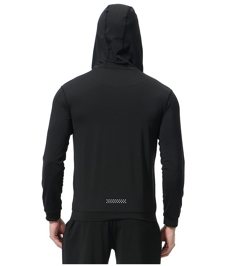 Heren sportjack met capuchon, sneldrogend, met ritssluiting, kanten patroon, geschikt voor outdoor training en hardlopen in de herfst en winter._voghion.com