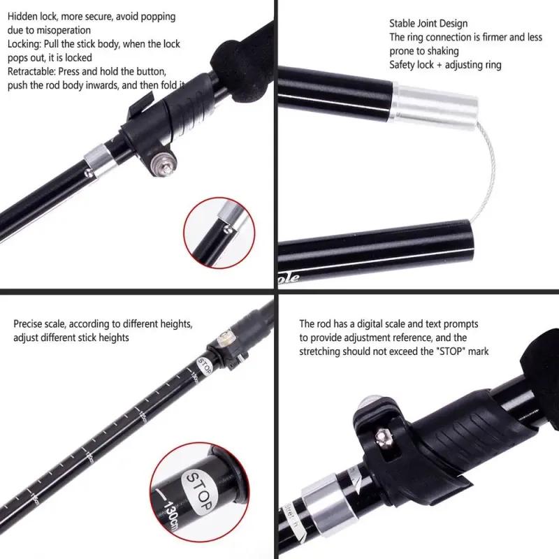 1PC Trekking Poles Walking Stic Alpenstock Telescc Ultralight Premium Carbon Adjustable with Quick Lock Hiking Cane_voghion.com