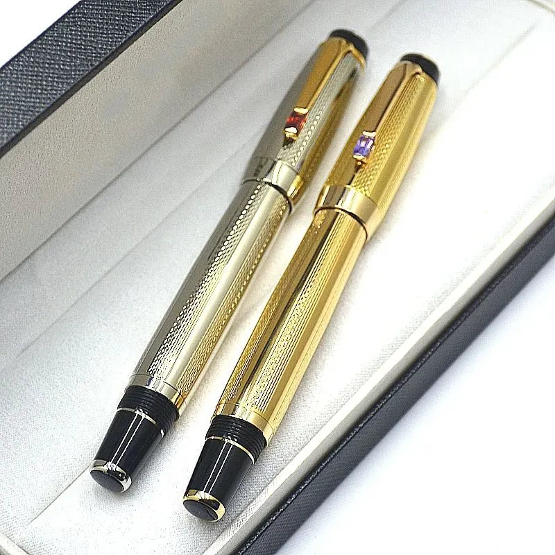 wholesale Wholesale Top High Quality Writing Pen Golden Silver Wave Point Design Rollerball Fountain Pens Office School Supplies With Diamond And_voghion.com