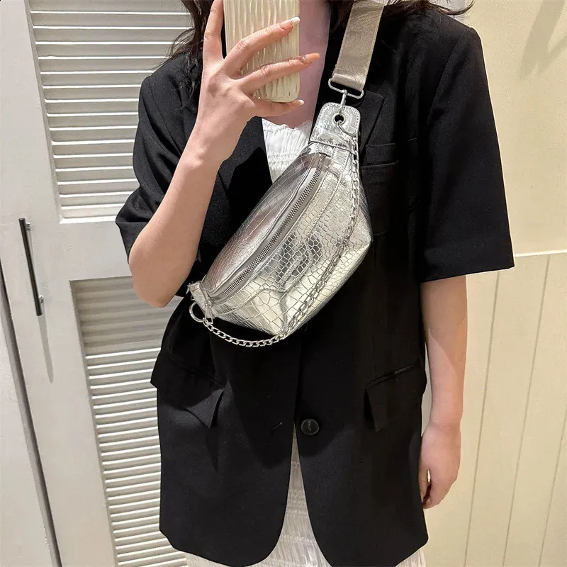 Vintage-Muster PU-Ledertaschen für Frauen Kette Gürteltaschen weibliche Hüfttasche Damen Umhängetasche Brusttasche 240729_voghion.com