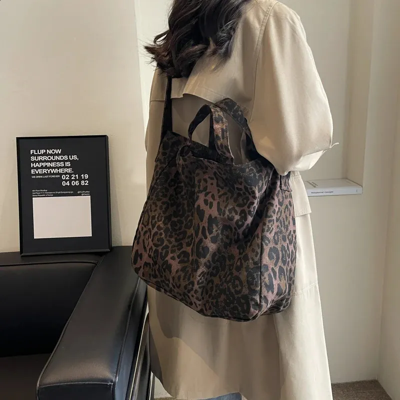 LEFTSIDE Leopard 2024 Borsa a tracolla grande alla moda coreana per donna Borsa da viaggio Borsa a tracolla per la spesa_voghion.com
