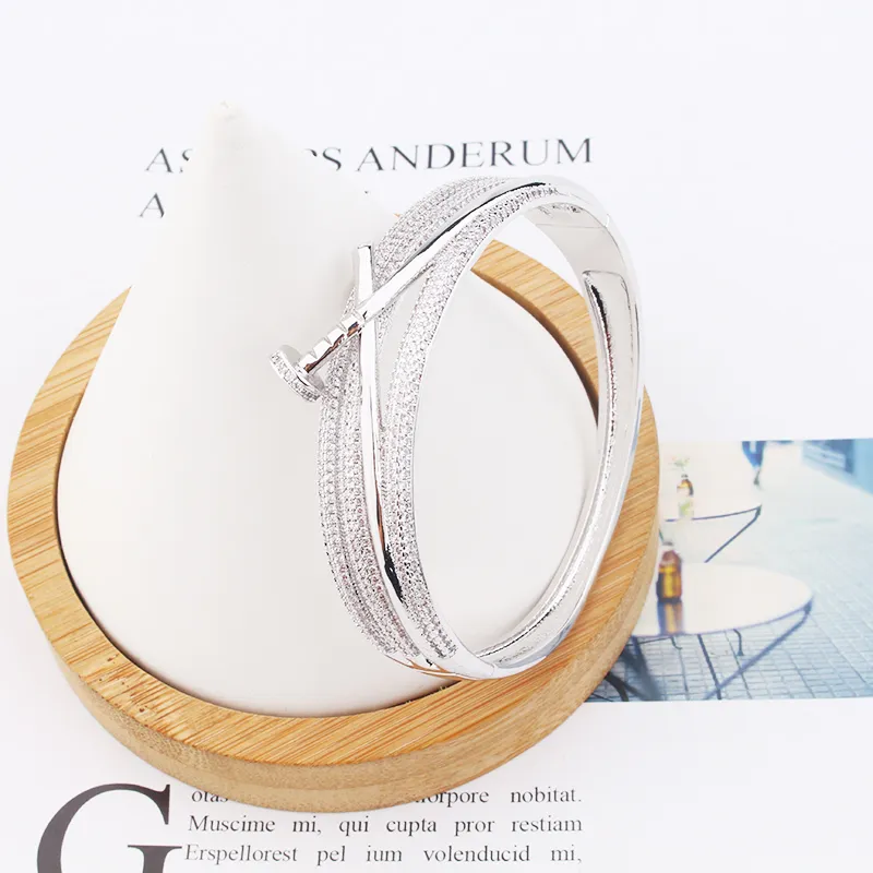 big Unisex nail bracelet plated gold jewelry bracelets for women girl ladies set jewlery designer birthday Wedding Party_voghion.com