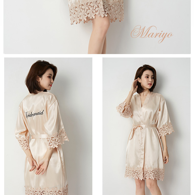 Vêtements pour femmes mariée robe de mariée robe du matin dames dentelle chemise de nuit mariage maquillage demoiselles d'honneur mariage kimono imitation soie cardigan_voghion.com
