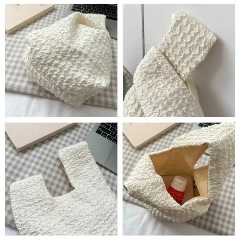 Borsa a mano Oxford semplice con design a nicchia mini plissettata in tinta unita Wen Girls Y241106_voghion.com