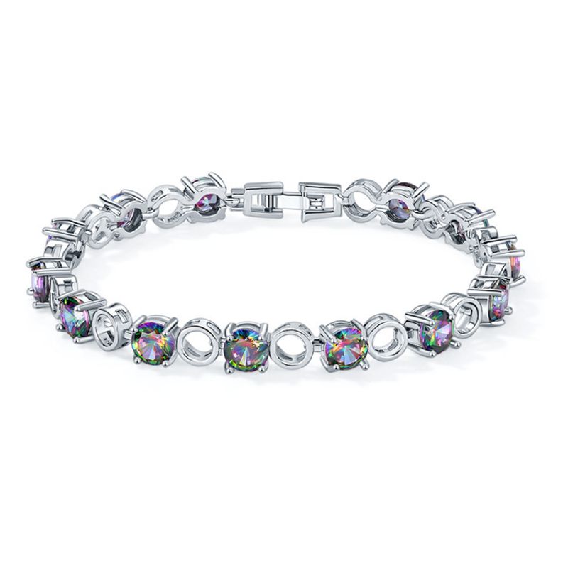 Braccialetto con pietre preziose colorate alla moda in zircone AAA coreano, gioielli da sposa_voghion.com