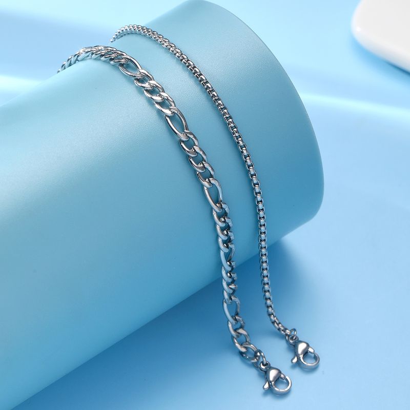 Bracciale a catena cubana antiruggine con personalità piatta in acciaio inossidabile impilato Hip Hop per uomo e donna_voghion.com