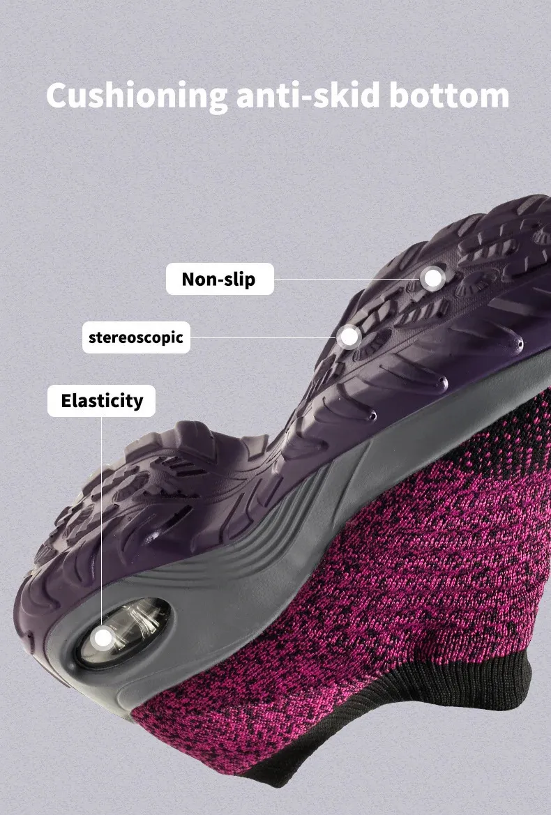 Women's Running Shoes Breathable Air Cushion Platform Trainers_voghion.com