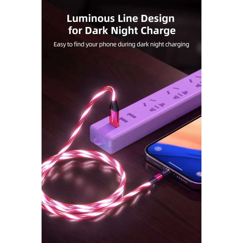 Mobile Accsori 540 Rotating LED Wing Magnetic Charging Cable, Phone Light Emitting USB Cable Charger For Mobile_voghion.com