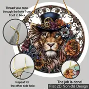 Attrape-soleil animal gentleman – Art acrylique fantaisiste 8 x 8 pouces. Décoration charmante pour salons, jardins ou comme cadeau pour les amoureux des animaux._voghion.com