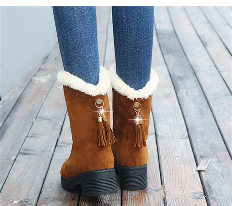 Women's Winter Snow Boots Plush Warm Flat Round Toe Comfortable_voghion.com