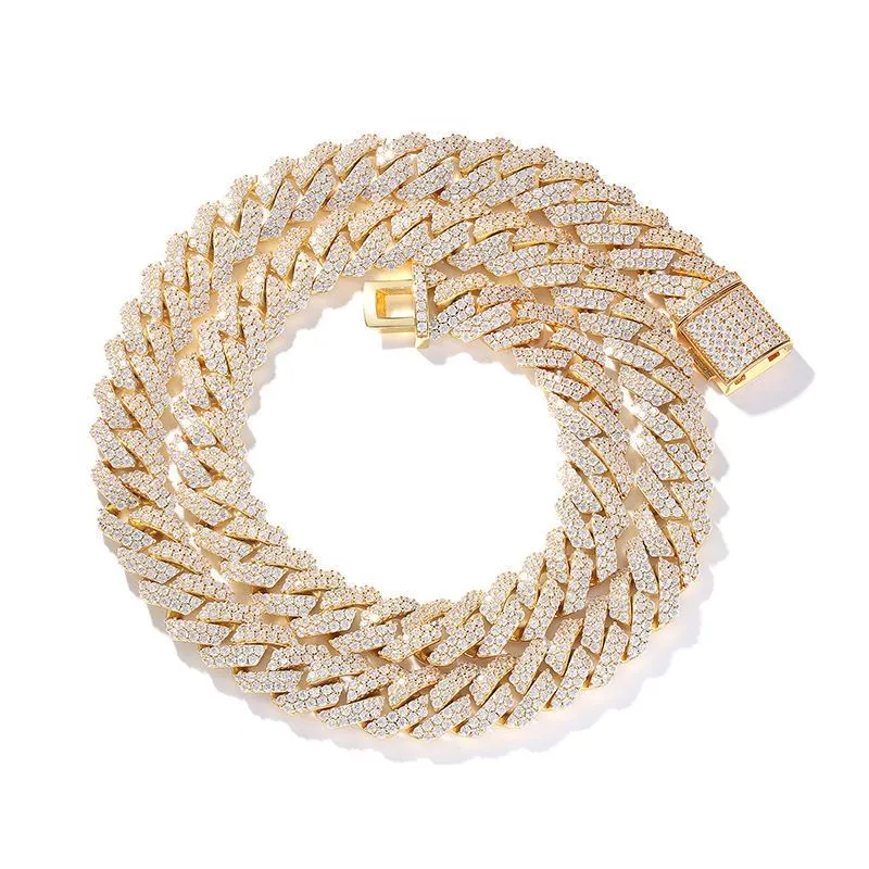 Choker Halskette Anhänger Halsketten Designer für Männer Edler Schmuck Hiphop Zirkon 14mm Silber Cuban Link Miami Kette_voghion.com