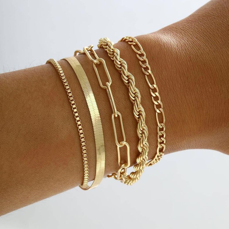 Boheemse minimalistische hand sieraden metalen dames set 6 multi layer ketting eenvoudige armband_voghion.com