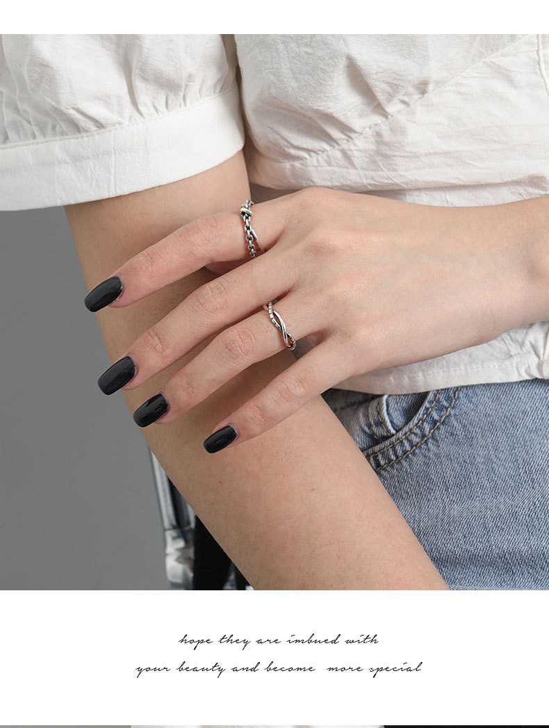 Bolu Jewelry Anello in argento puro serie S vecchia, design piccolo e versatile, anello per finger food aperto personalizzato_voghion.com