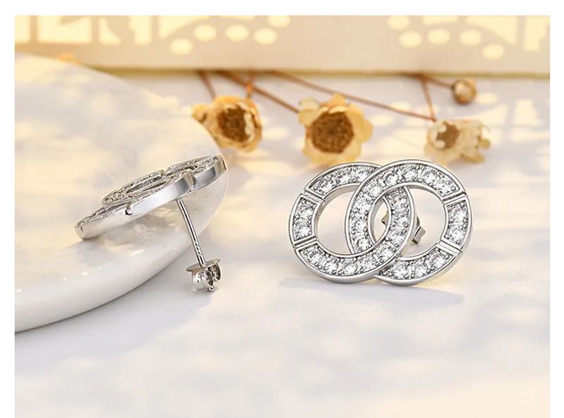 Boucles d'oreilles haut de gamme en zircon plaqué or pour femme, style célébrité d'Internet_voghion.com