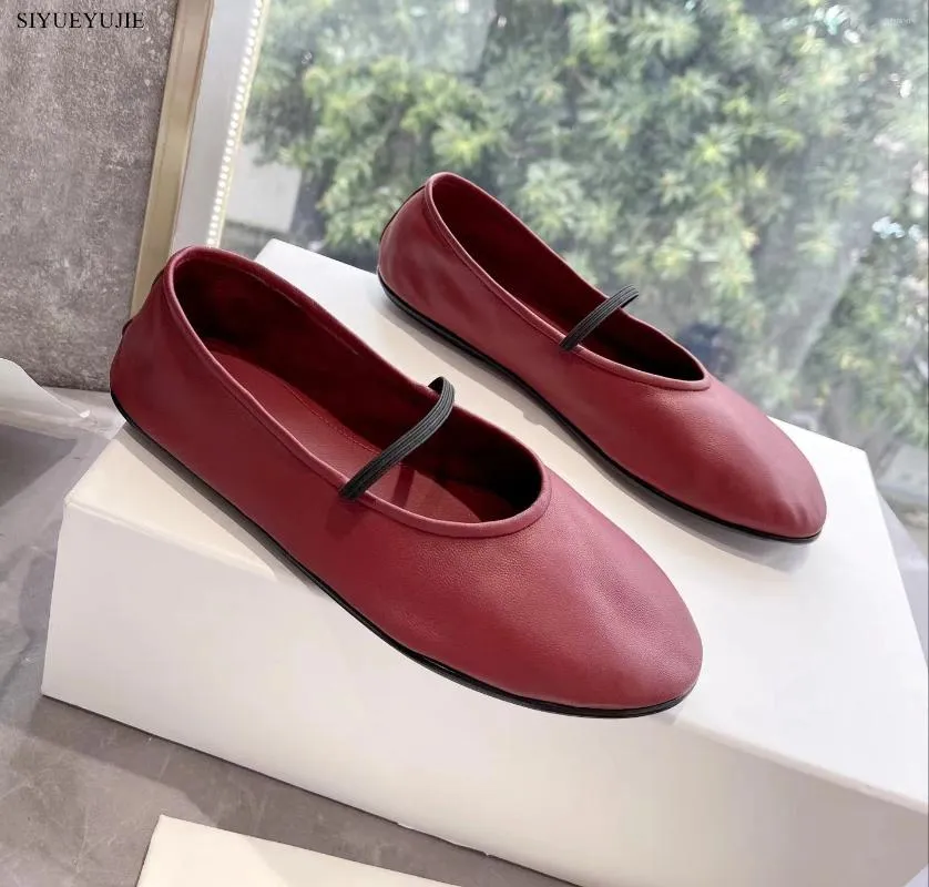 Casual Schuhe Marke Echtes Leder Echte Ballerinas Frauen Schwarz Chic Gummiband Mary Jane BALLERINA Hohe Qualität_voghion.com