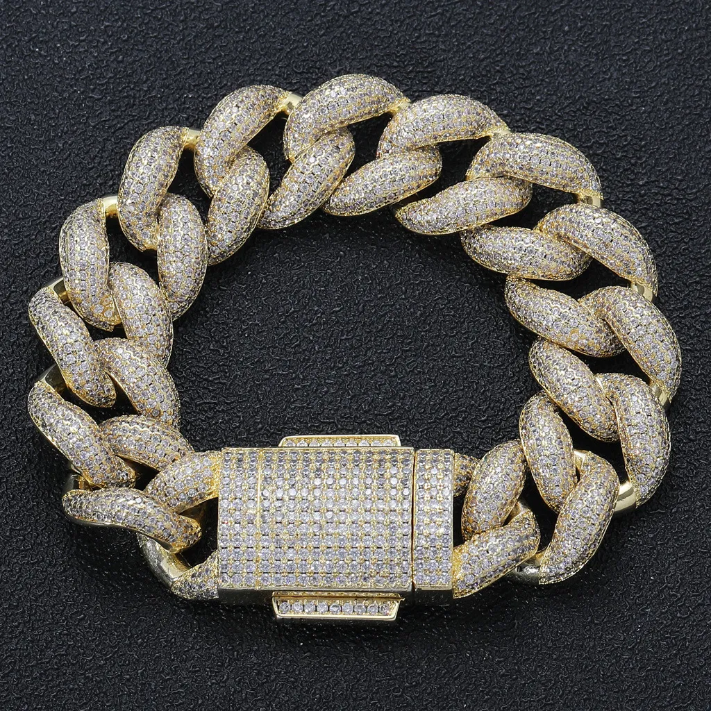 Wholesale Super September Moissanite Cuban Link Chain 14mm-18mm 2 Rows Vvs Sterling Sier Hand Setting Bracelet_voghion.com