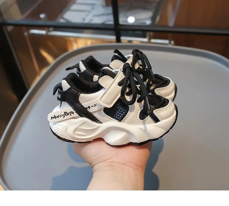 Childrens mesh breathable short chubby TPR running for boys and girls childrens casual sports shoes white tennis 3 4 5 6_voghion.com