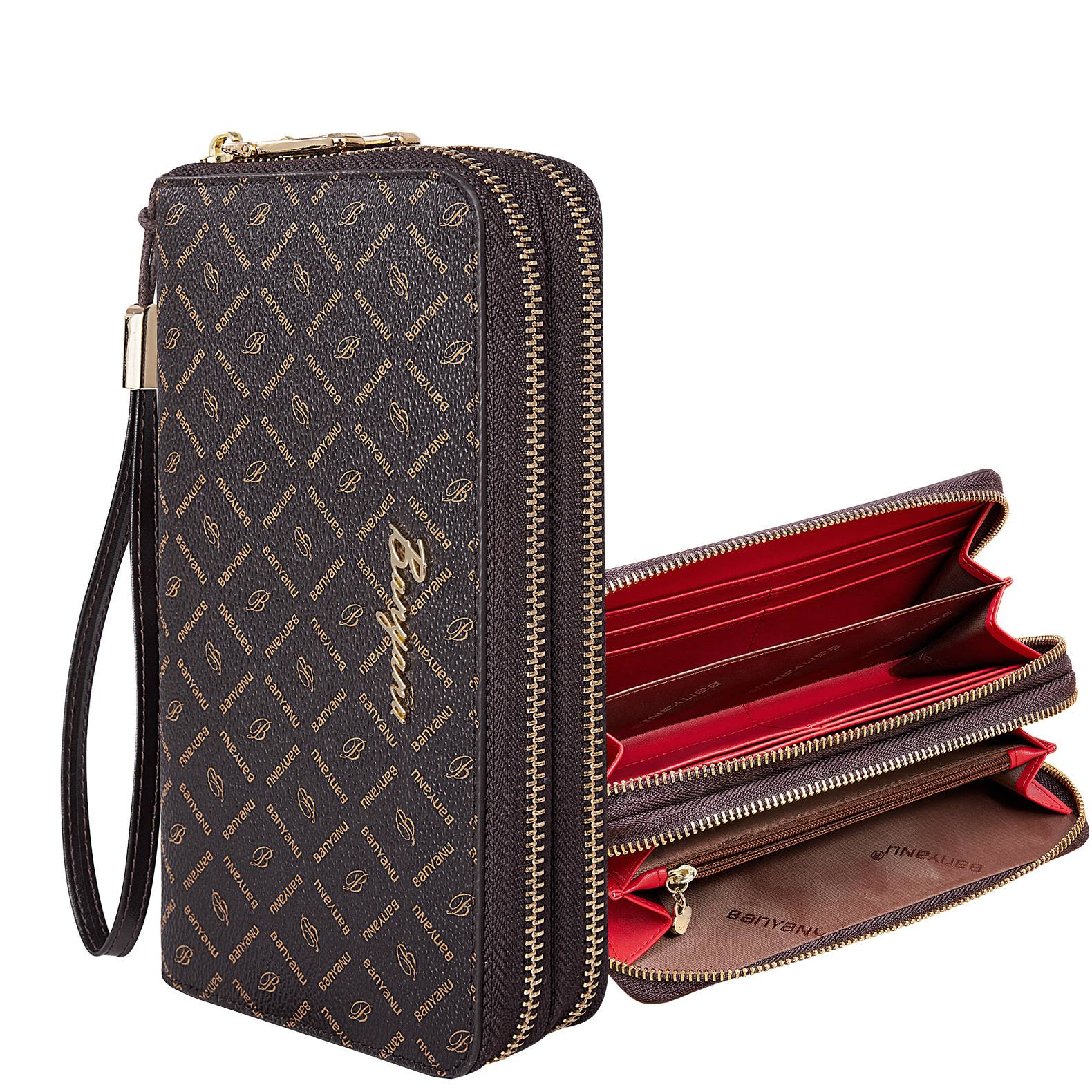 Women's Bags Leather Goods Factory Women's Wallet, Large Capacity Long Double Zipper Multifunctional Leather Wallet/Clutch_voghion.com