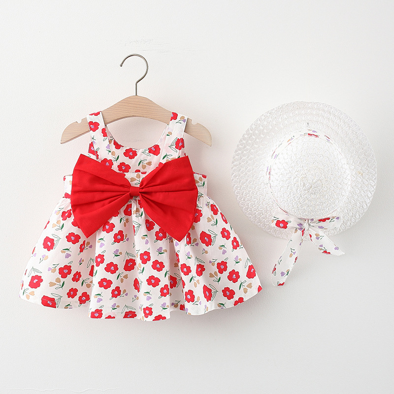 Newborn Baby Girl Dresse Summer Flower Printed Bows Princess Dress For Baby Cute Cotton Clothes Kids_voghion.com
