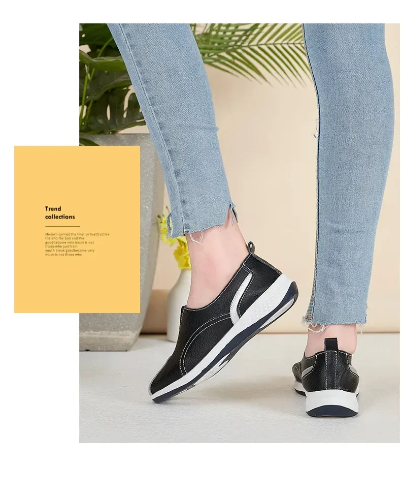 Genuine Leather Women 2024 Spring Autumn Slip-on Casual Flats Woman Fashion Loafer Ladies Shoes atos Mujer_voghion.com
