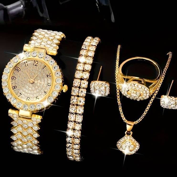 Elegant Diamond-Studded Treasure Pot Women's Watch Set - Fashionable Quartz Timepiece With Jewelry Clasp - Stylish Accessory For Everyday Wear​_voghion.com