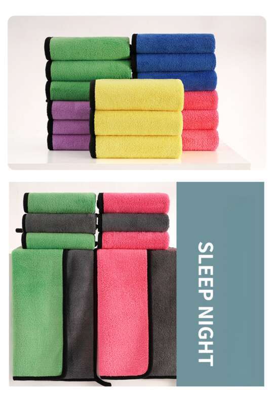 Car Wash Thickened Absorbent Coral Fleece Car Towel, Dual Color Double-sided High-density Household Cleaning Cloth_voghion.com