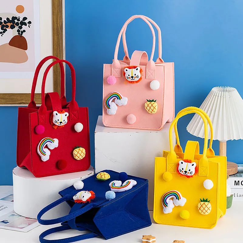 Large Felt Shopping Bags Multifunction Tote For Grocery Reusable Gift Bag With Handle Toy Sundries Storage Organizer_voghion.com