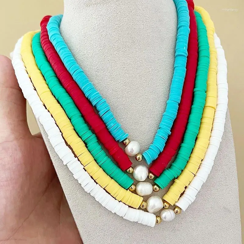Collane con ciondolo Collana con perline di riso Argilla polimerica Perla Originalità Colore pieno Lavorazione a mano Regolabile Moda bohémien_voghion.com