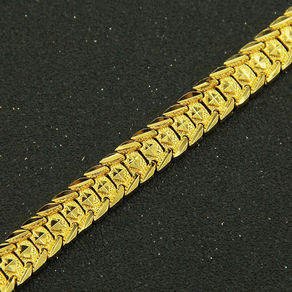 New Fashion 12MM Guys Gold Plated Vintage Wide Snake Chain Mens Bracelet Wristband Hip Hop Rapper Jewelry Birthday Gifts_voghion.com