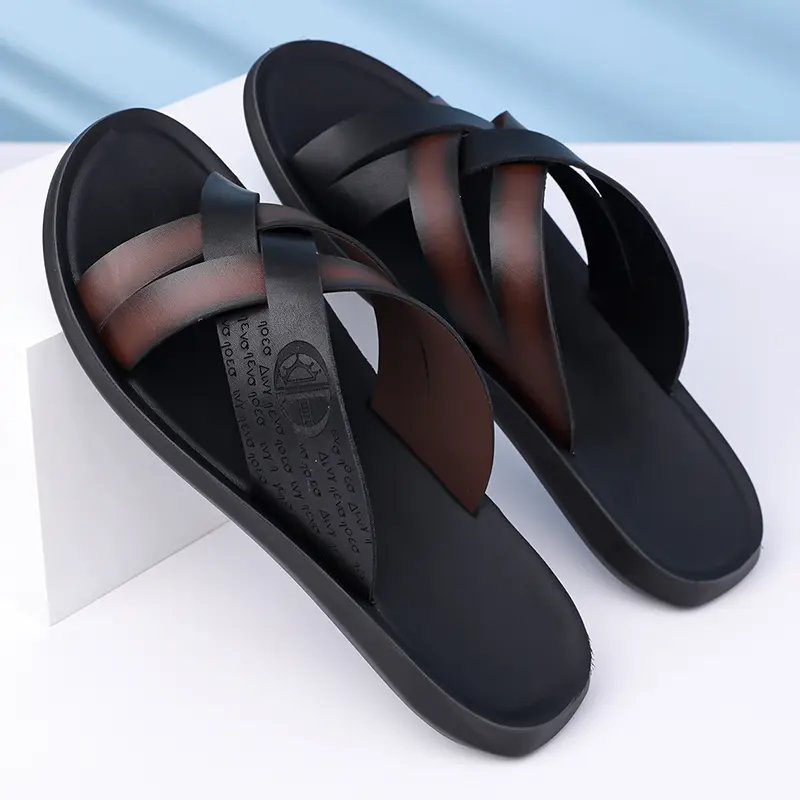 Pantofole in pelle da uomo sandali da spiaggia comodi_voghion.com