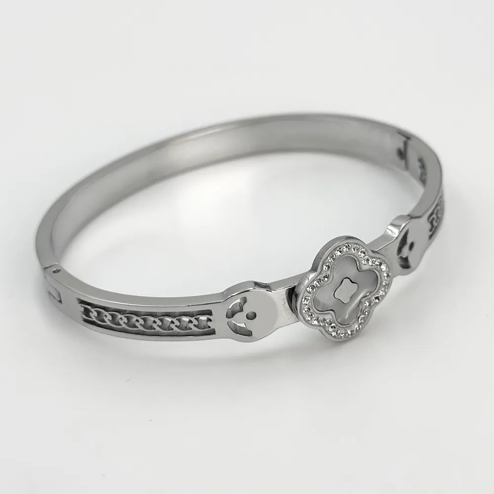 Bokstav Krystall Blomsterarmbånd Designer Gull Sier Rustfritt Stål Merkearmbånd Herre Dame Bursdagsfest Tilbehør_voghion.com