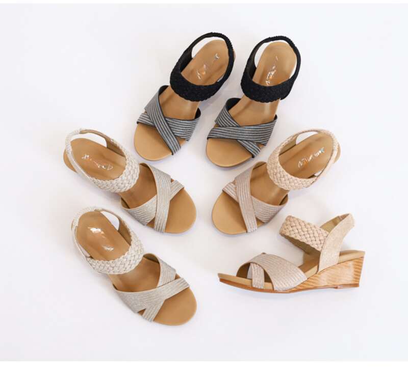 Sandali Tacco Estate Punta Aperta Comode Moda Scarpe Donna Intrecciate_voghion.com