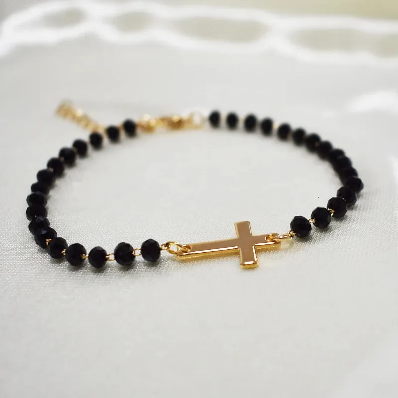 Perlenarmband Mit Kreuz Für Damen Und Herren Gold Und Silber_voghion.com