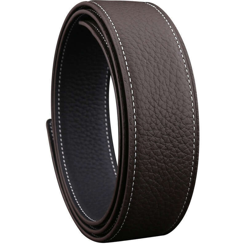 Men's And Women's Double-sided Original Lychee Grain Top Layer H Family Orange Yellow Earth Black Pure Cowhide Leather_voghion.com