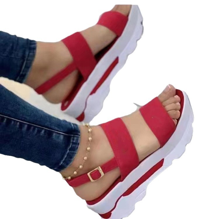 Platformsandaler i stor størrelse stil tyksålede sandaler til kvinder med rundtåede platformssandaler med tykke såler_voghion.com
