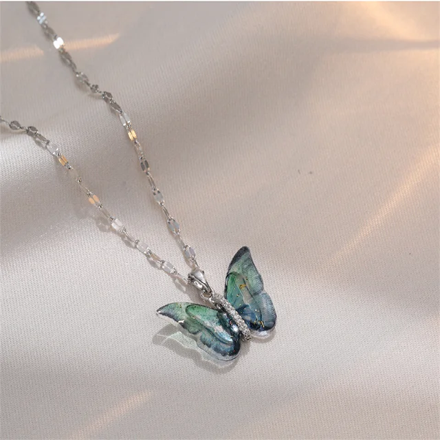 Fashion Women Korea Style New Butterfly Pendant Necklace Gift For Girl Cute Lovely Neck Jewelry Wholesale Dropshipping_voghion.com