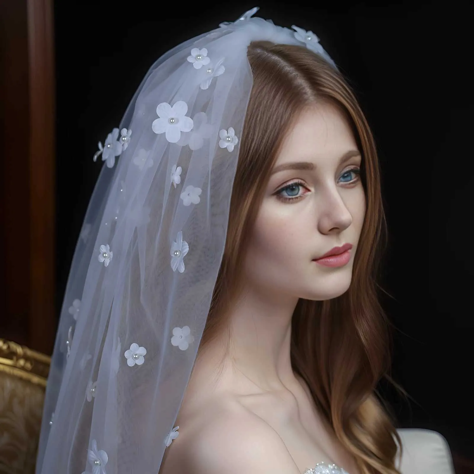 Bijoux de cheveux courts, fleurs 3D, couronne de communion, mini voile de mariée, accessoires pour enterrement de vie de jeune fille_voghion.com