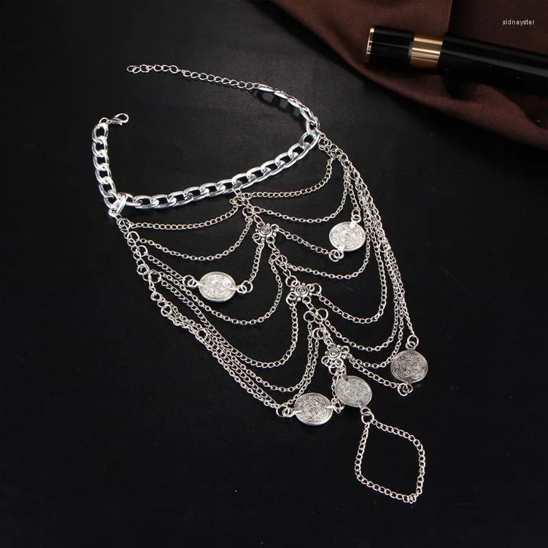 Anklets Sexy Sier Color Tassel Anklet Coin Pendant Chain Ankle Bracelet Bohemian Multi Layered Women Leg Beach Foot_voghion.com