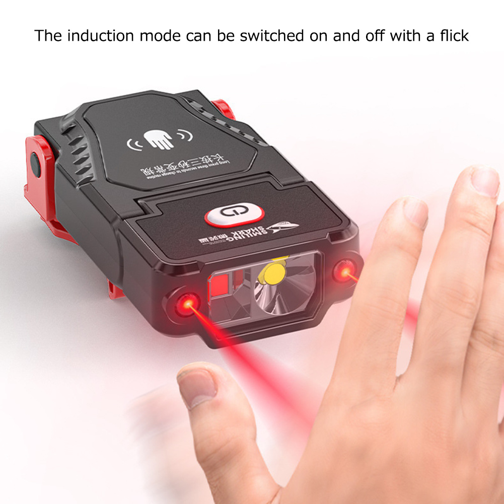 10/8/5/2pcs LED Sensor Headlamp Hat Clip Cap Light Fishing Headlight USB Rechargeable Lights Adjustable Angle Camping Headlamp_voghion.com