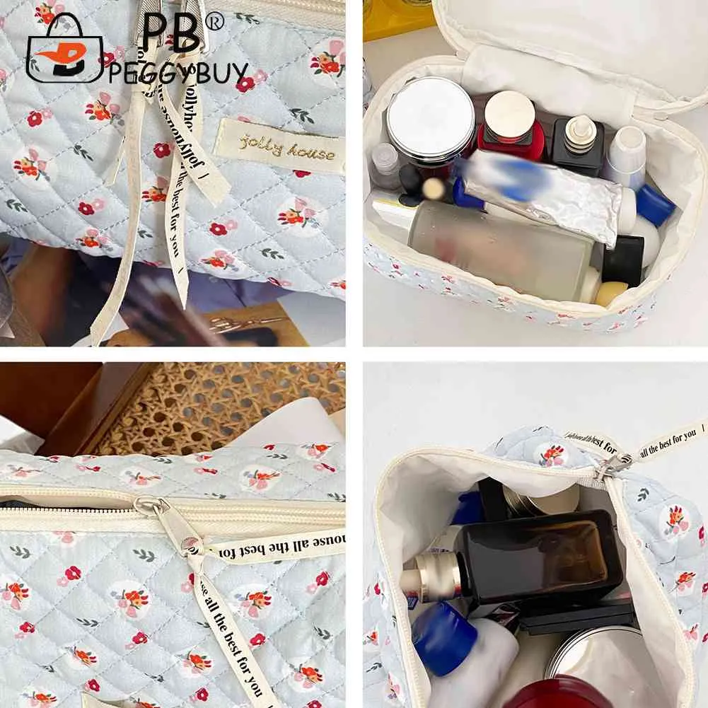 Cosmetic Bag Large Capacity Cute Print Make Up Pouch Portable Casual Multi-function Quilted Rhombus Fashion For Weekend_voghion.com