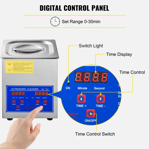 Ultrasonic Cleaner Ultrasonic Cleaning Device Heater Timer 60W_voghion.com