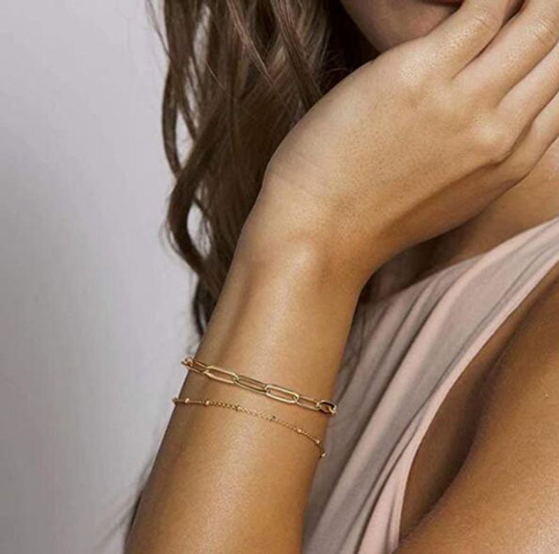 Bracelet simple à double couche en perles de riz avec trombone et tempérament simple pour femme, bijou de niche_voghion.com
