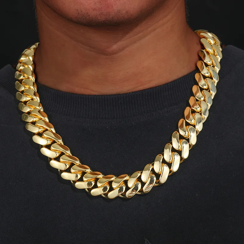 12mm-20mm Hip Hop Schwere große Miami Cuban K Kette Herren Halskette Echt vergoldet TopBg 5A Zirkon Verschluss Herrenschmuck_voghion.com