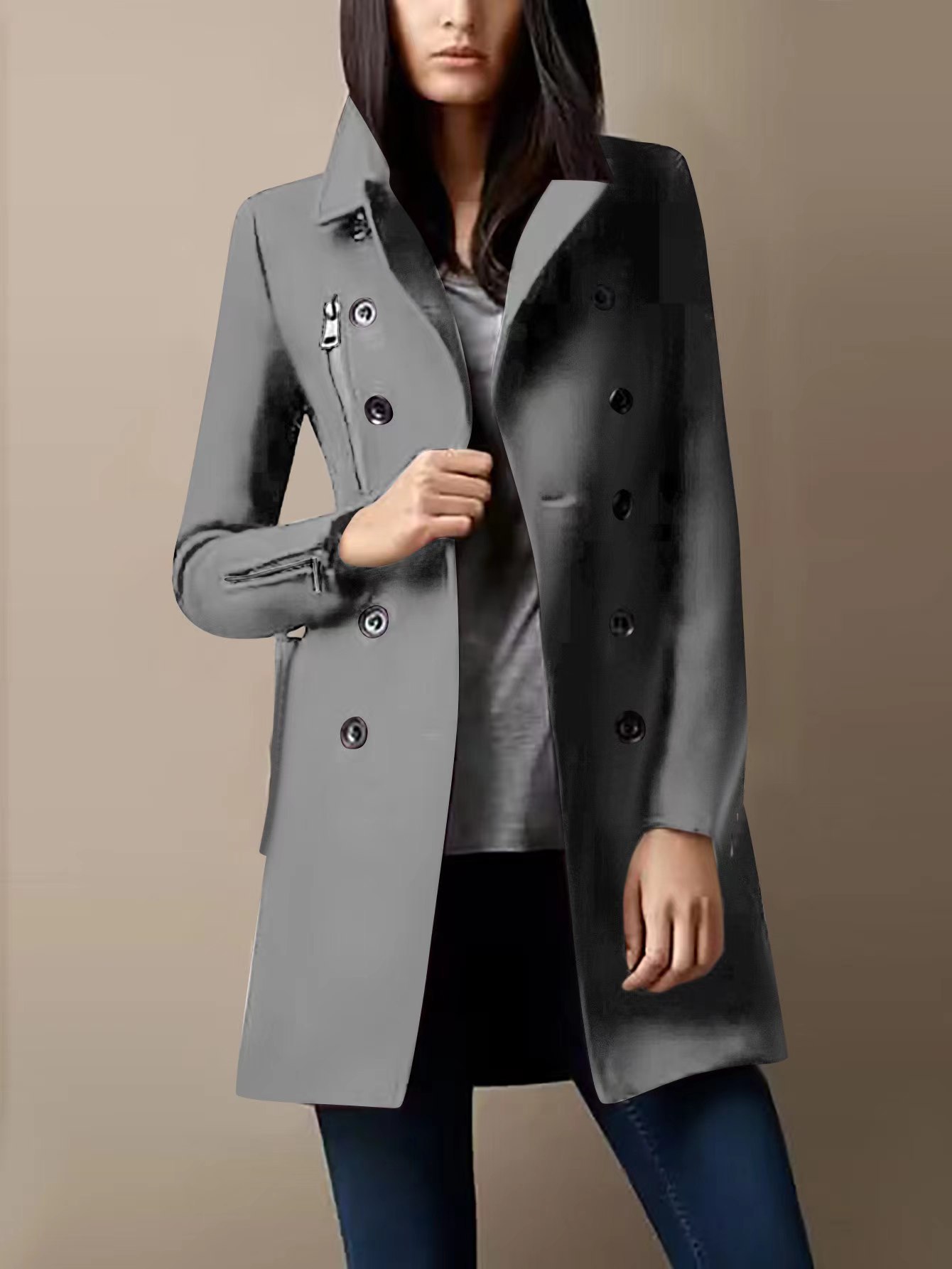 Women’s Clothing Autumn and Winter Double breasted Casual Nizi Jacket Women’s Clothing