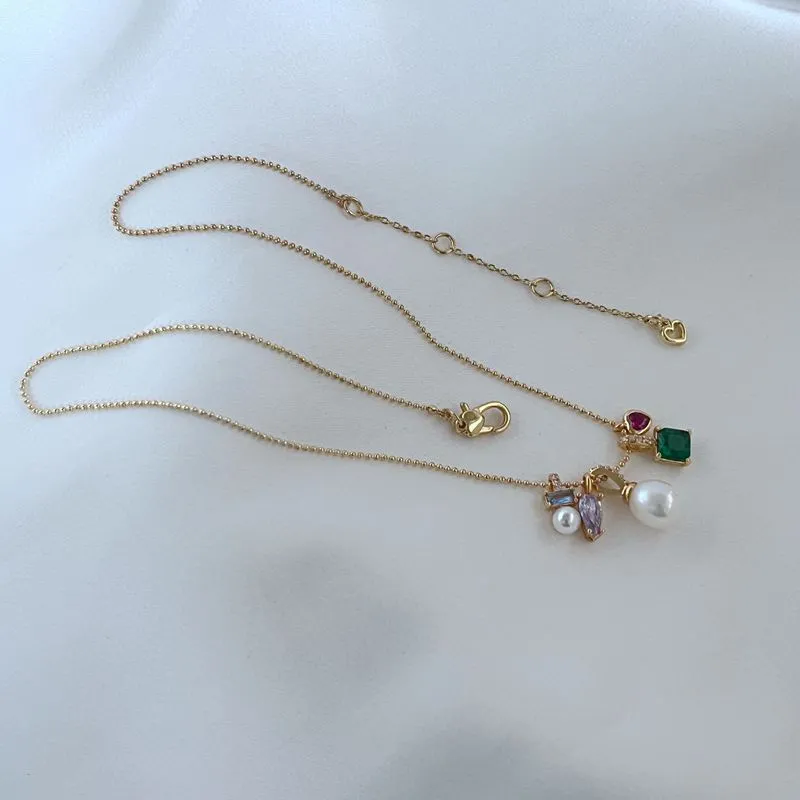 Fashion Ring Pearl Necklace For Women Simple Fresh Colorful Stone Style Love Heart Designer Zircon Nature Sister_voghion.com