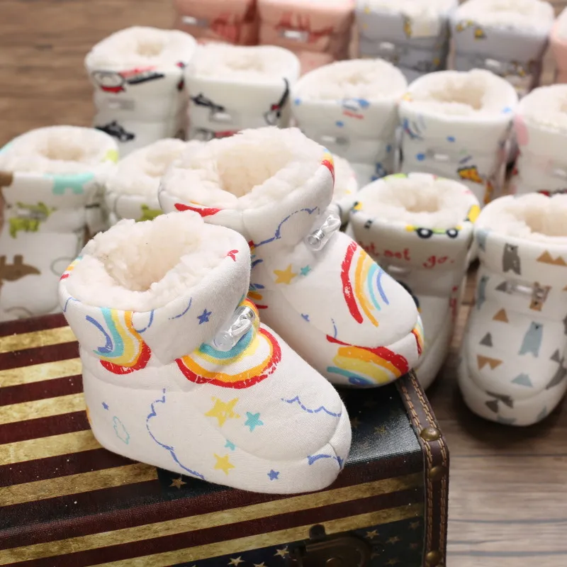 Bebê antiderrapante recém-nascido criança sapatos inverno infantil enfant algodão neve multicolorido desenho animado pequeno cutefeet crianças botas 0-18_voghion.com
