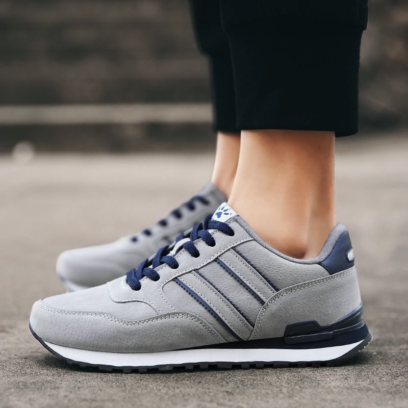 Scarpe da ginnastica leggere casual da uomo in pelle artificiale, con lacci, traspiranti, da esterno, sapato_voghion.com
