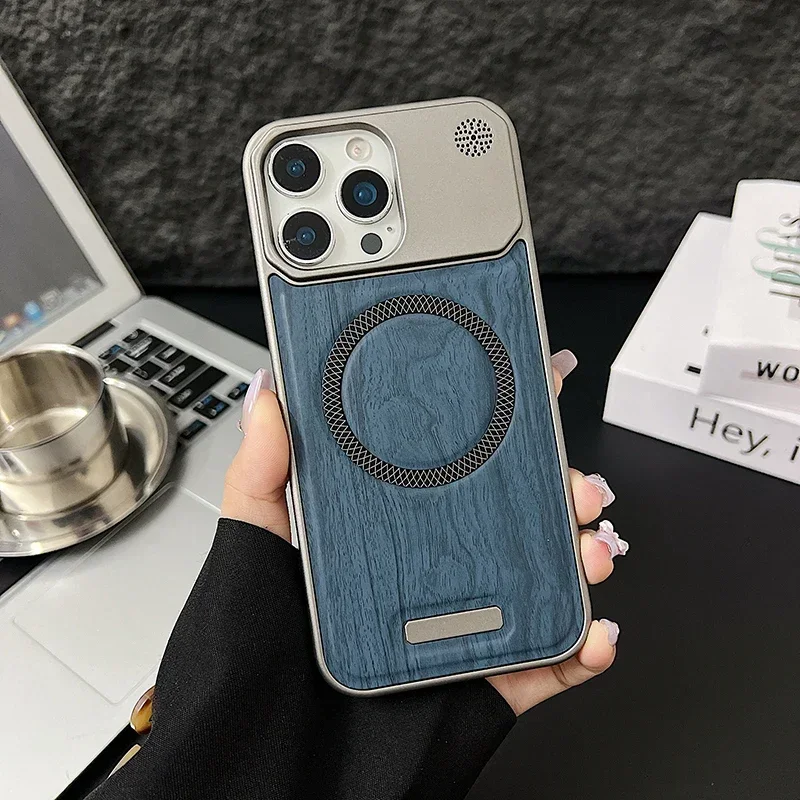 Magnetic Phone Case Wood Grain Leather For Iphone Pro Max Plus_voghion.com