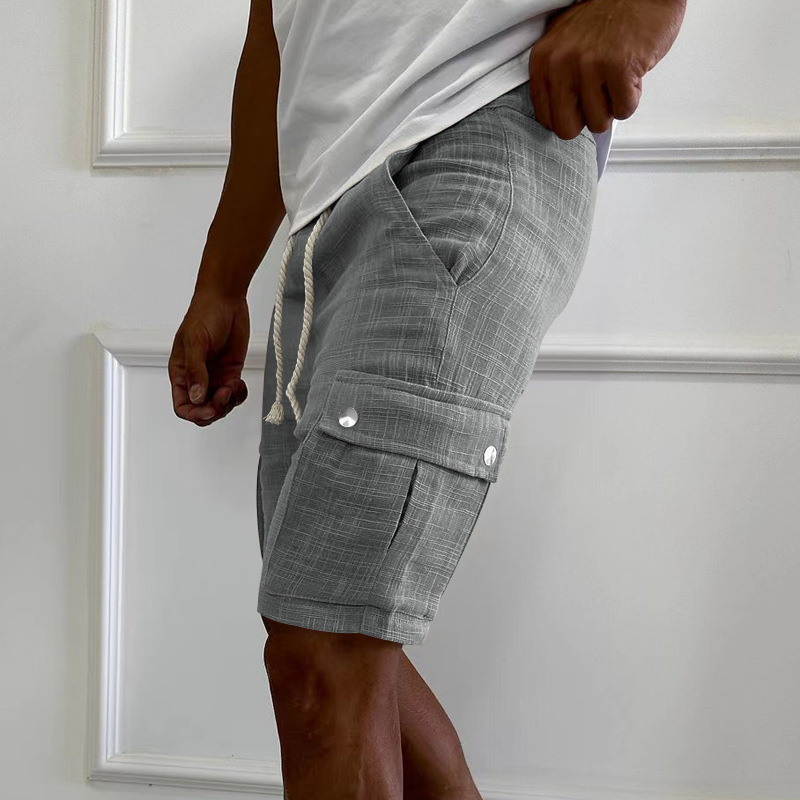 Men's Cargo Summer Trendy Casual Slim Fit Drawstring Thin Five-Point Shorts_voghion.com