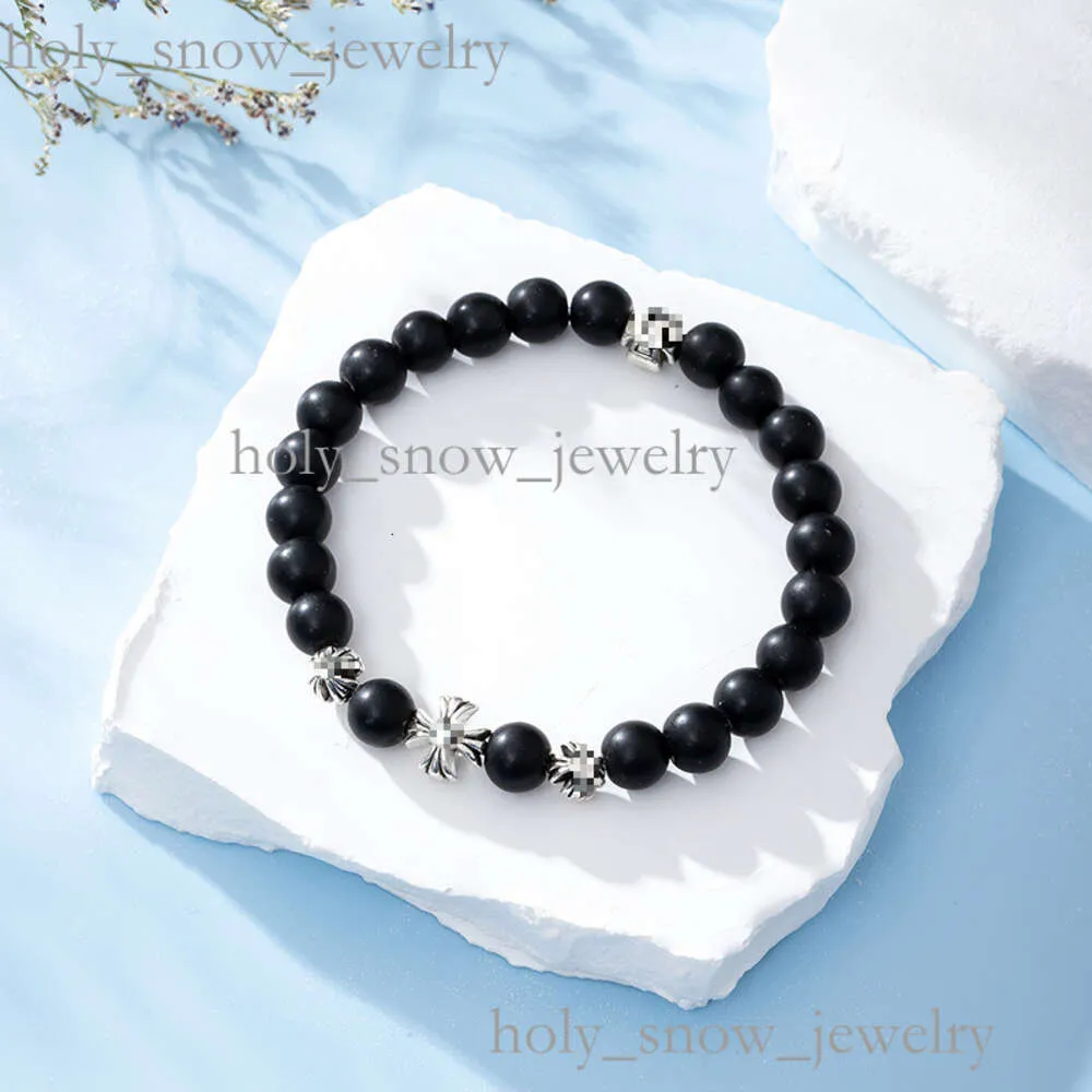 Bracelet en argent et perles de style hip-hop en forme de croix turquoise de style ancien_voghion.com